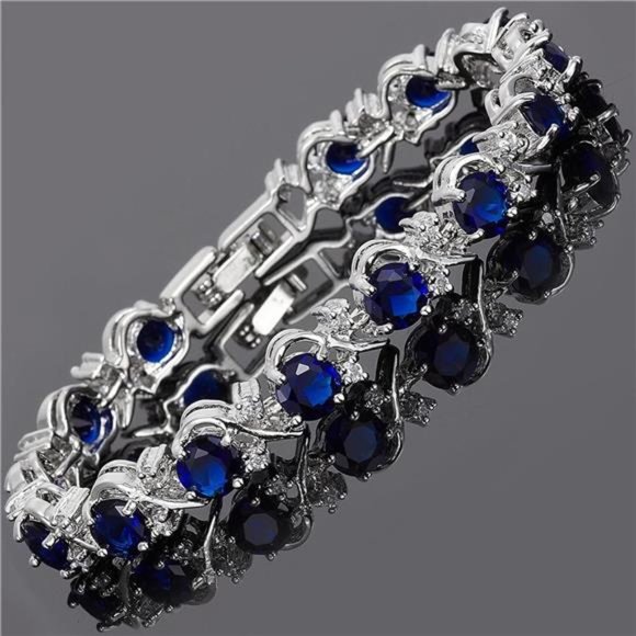Blossom CZ Tennis Bracelet, 6 Colors, White Gold Plated - Picture 5 of 6